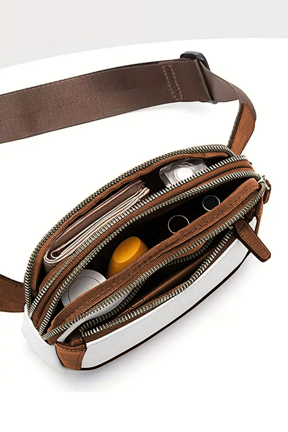 Look sexy with this White Adjustable Strap Mini PU Leather Crossbody Bag