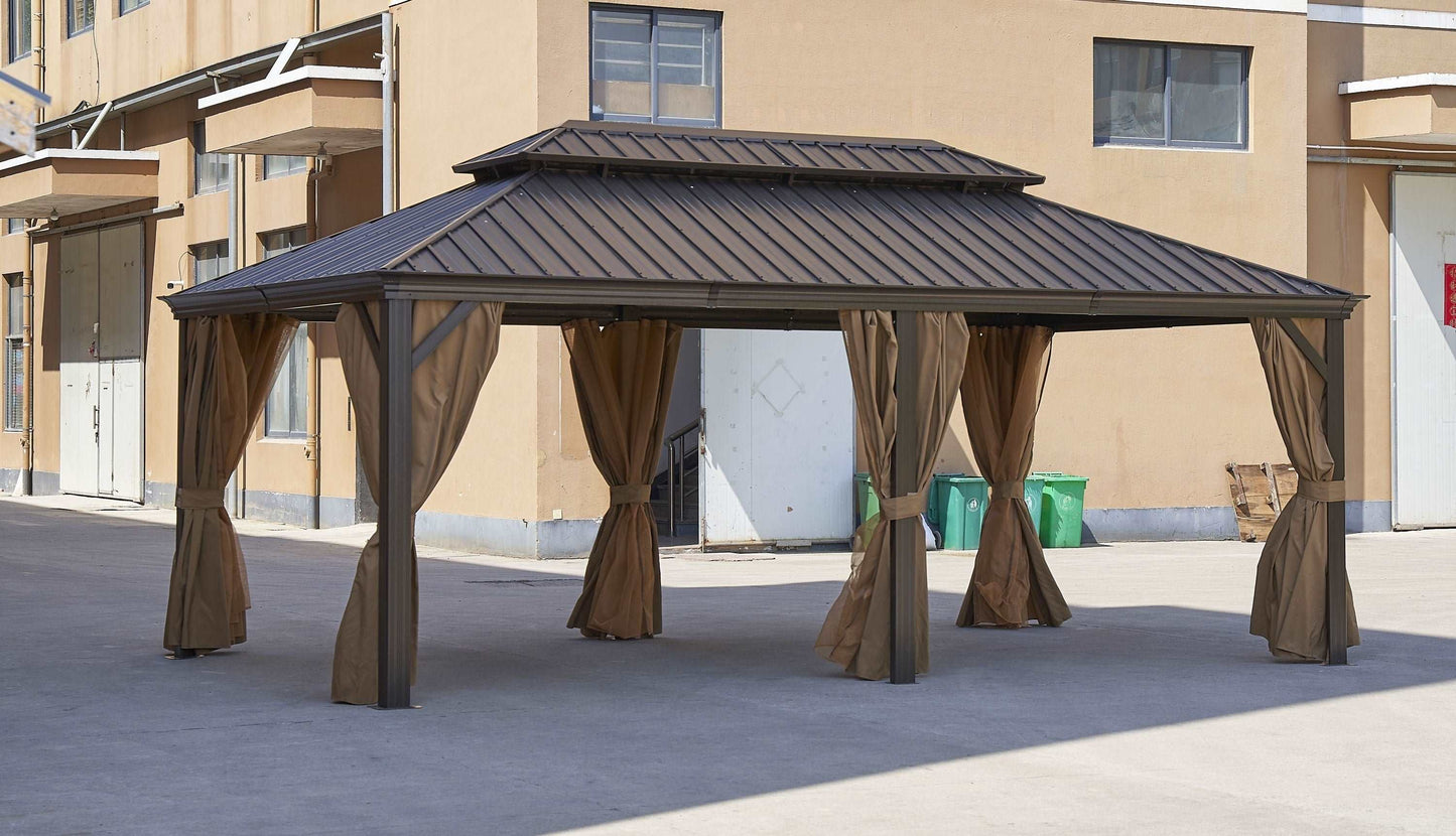 12*20FT patic gazebo,alu gazebo with steel canopy,Outdoor Permanent Hardtop Gazebo Canopy for Patio, Garden, Backyard
