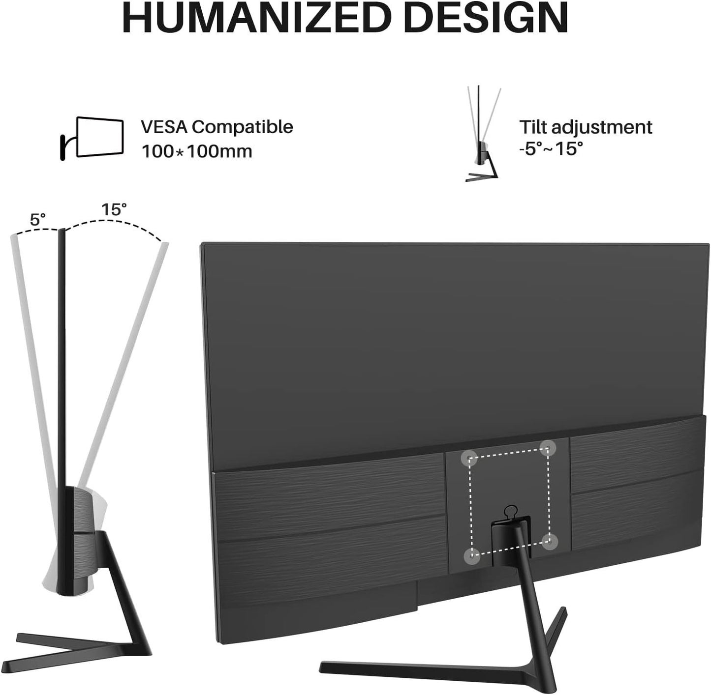 Sansui Computer Monitors 27 inch 100Hz IPS USB Type-C FHD 1080P HDR10 Built-in Speakers HDMI DP Game RTS/FPS tilt Adjustable for Working and Gaming (ES-27X3 Type-C Cable & HDMI Cable Included)
