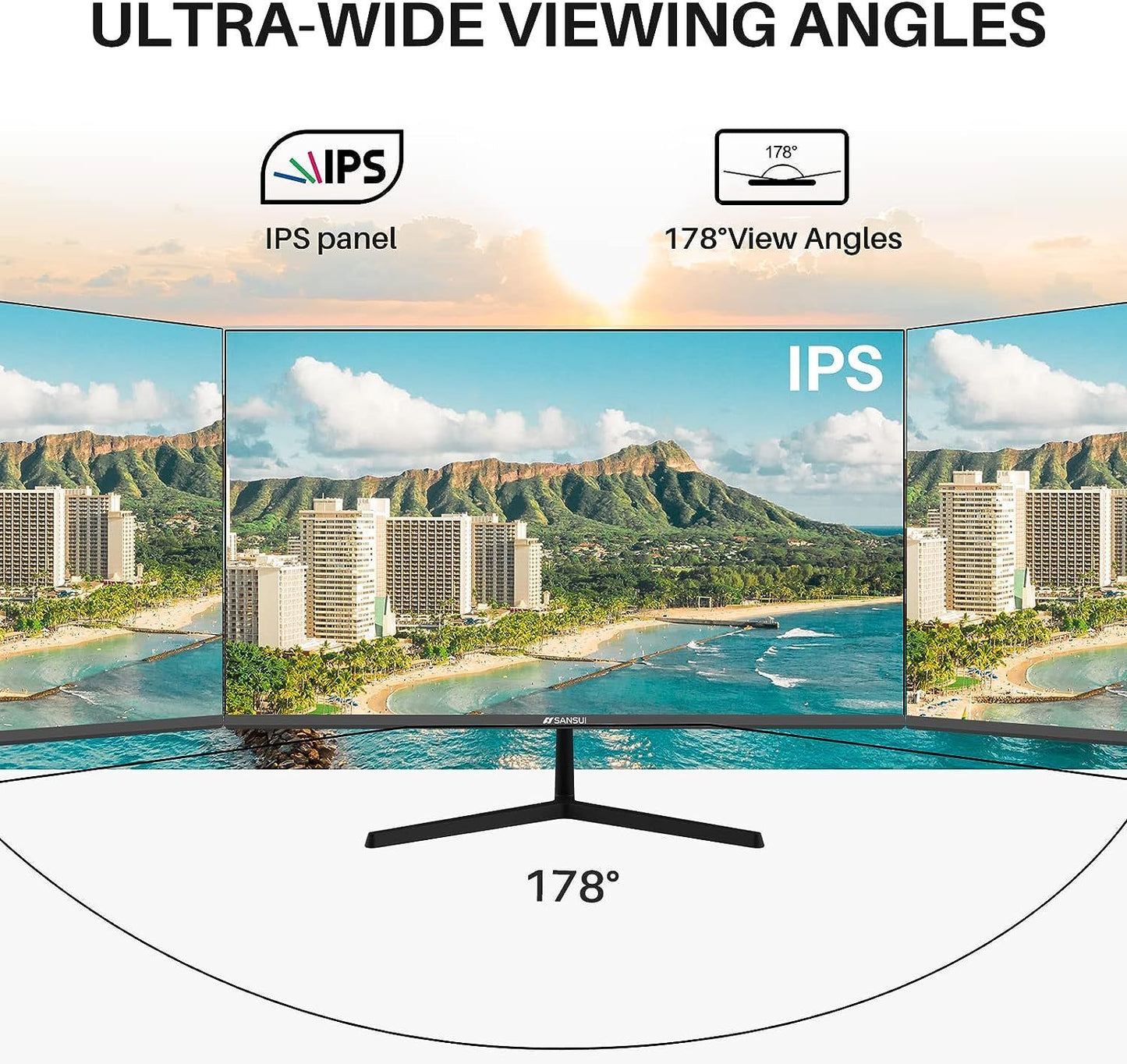 Sansui Computer Monitors 27 inch 100Hz IPS USB Type-C FHD 1080P HDR10 Built-in Speakers HDMI DP Game RTS/FPS tilt Adjustable for Working and Gaming (ES-27X3 Type-C Cable & HDMI Cable Included)