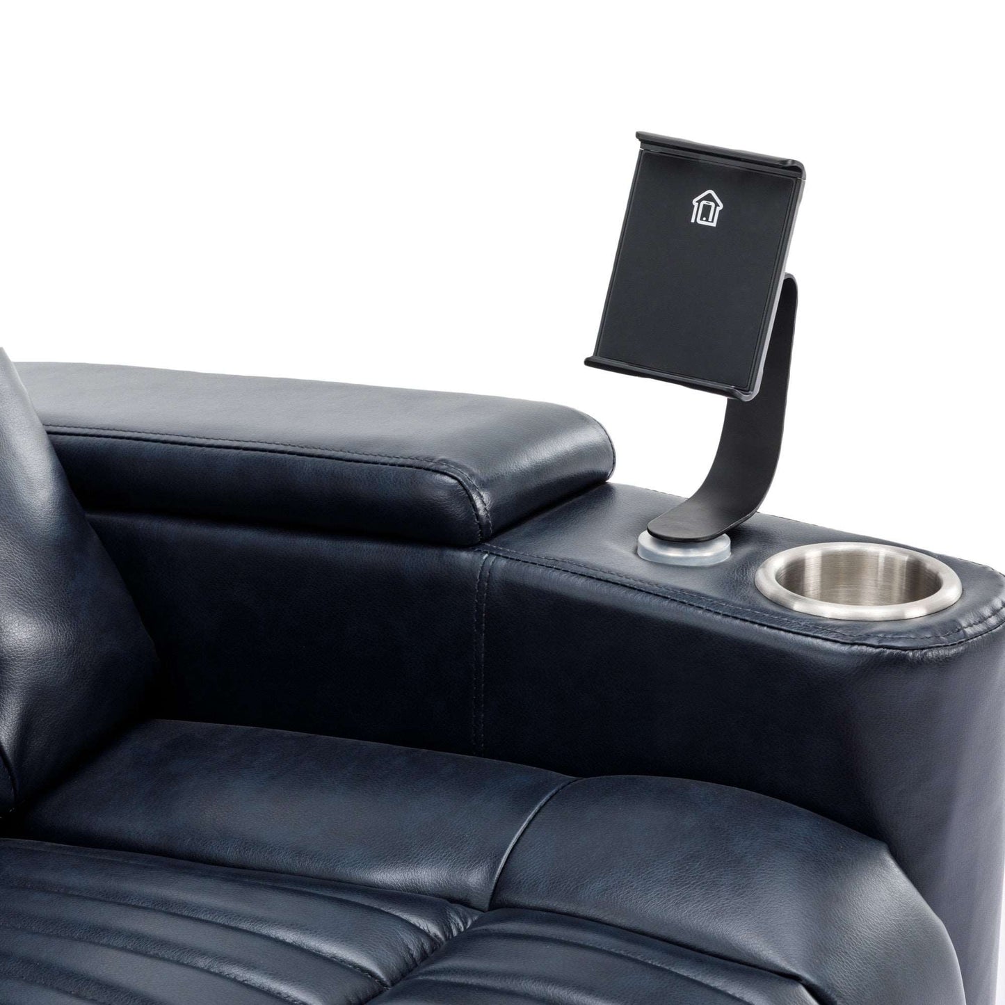 270° Power Swivel Recliner,Home Theater Seating With Hidden Arm Storage and LED Light Strip,Cup Holder,360° Swivel Tray Table,and Cell Phone Holder,Soft Living Room Chair,Blue