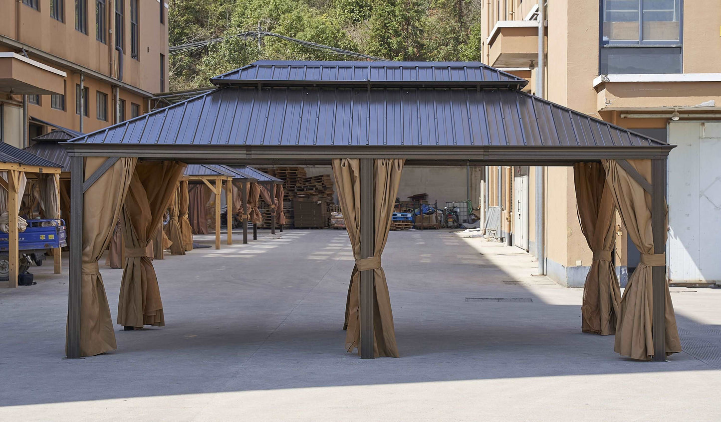 12*20FT patic gazebo,alu gazebo with steel canopy,Outdoor Permanent Hardtop Gazebo Canopy for Patio, Garden, Backyard