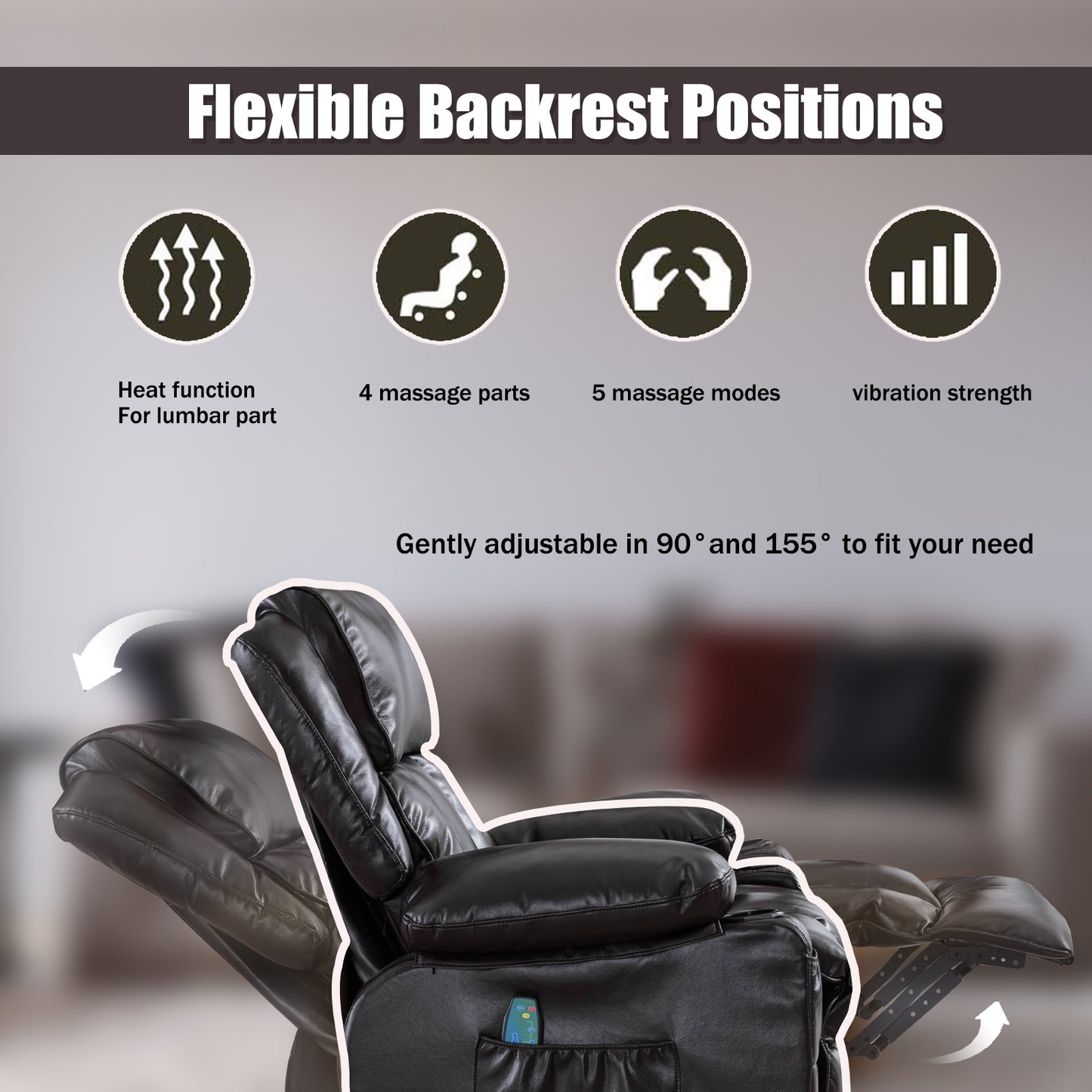 Vanbow. Recliner Chair for Living Room with Rocking Function and Side Pocket