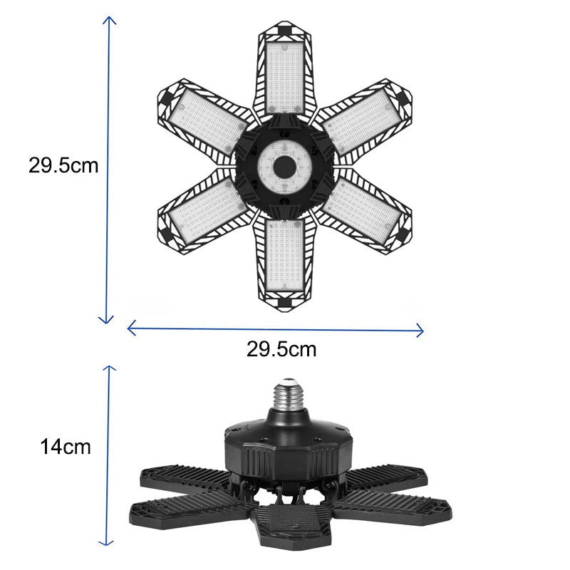 Pack of 2 185W Garage Light Deformable LED Lamp 6 Leaf Ceiling Light_2