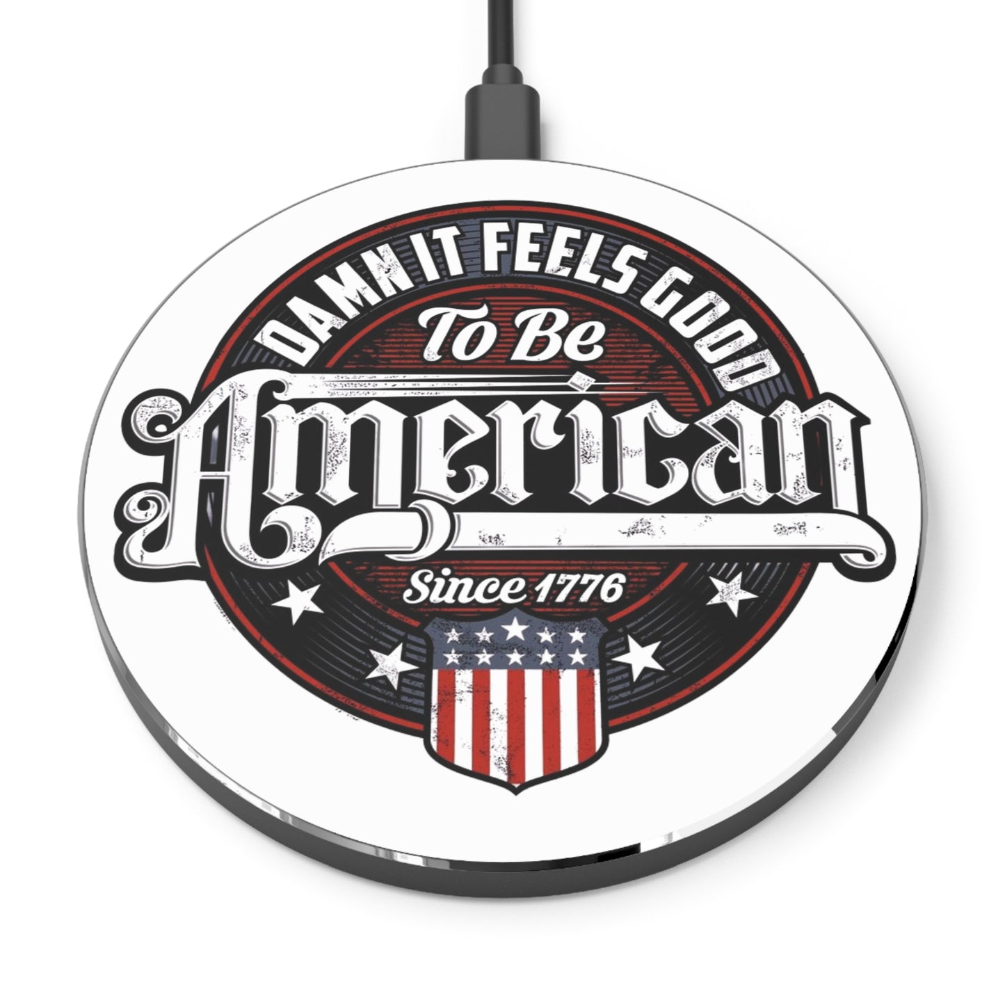 Patriotic Wireless Charger - Die-Cut American Design, Fast Charge for Home Office, Ideal Gift for Holidays, Memorial Day, July 4th