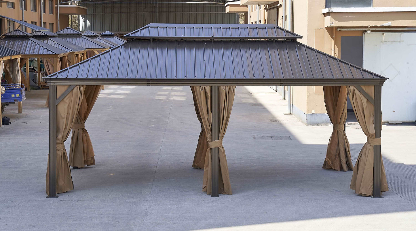 12*20FT patic gazebo,alu gazebo with steel canopy,Outdoor Permanent Hardtop Gazebo Canopy for Patio, Garden, Backyard