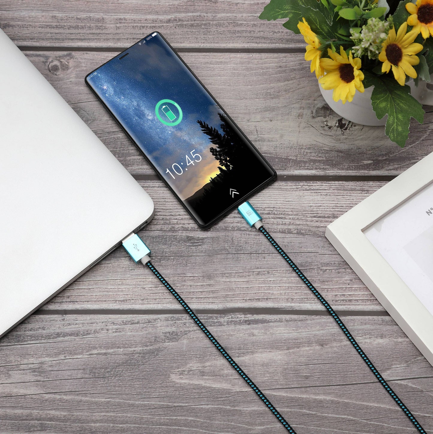 USB-C to USB-A Braided Cable for Smartphones 6 Feet