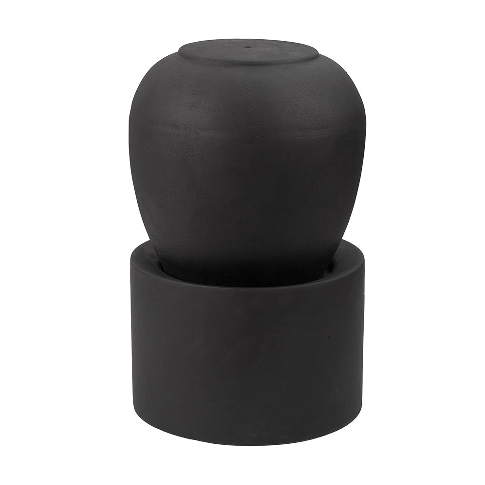 19.5x19.5x32.5" Heavy Outdoor Cement Fountain Black, Cute Unique Urn Design Water feature For Home Garden, Lawn, Deck & Patio