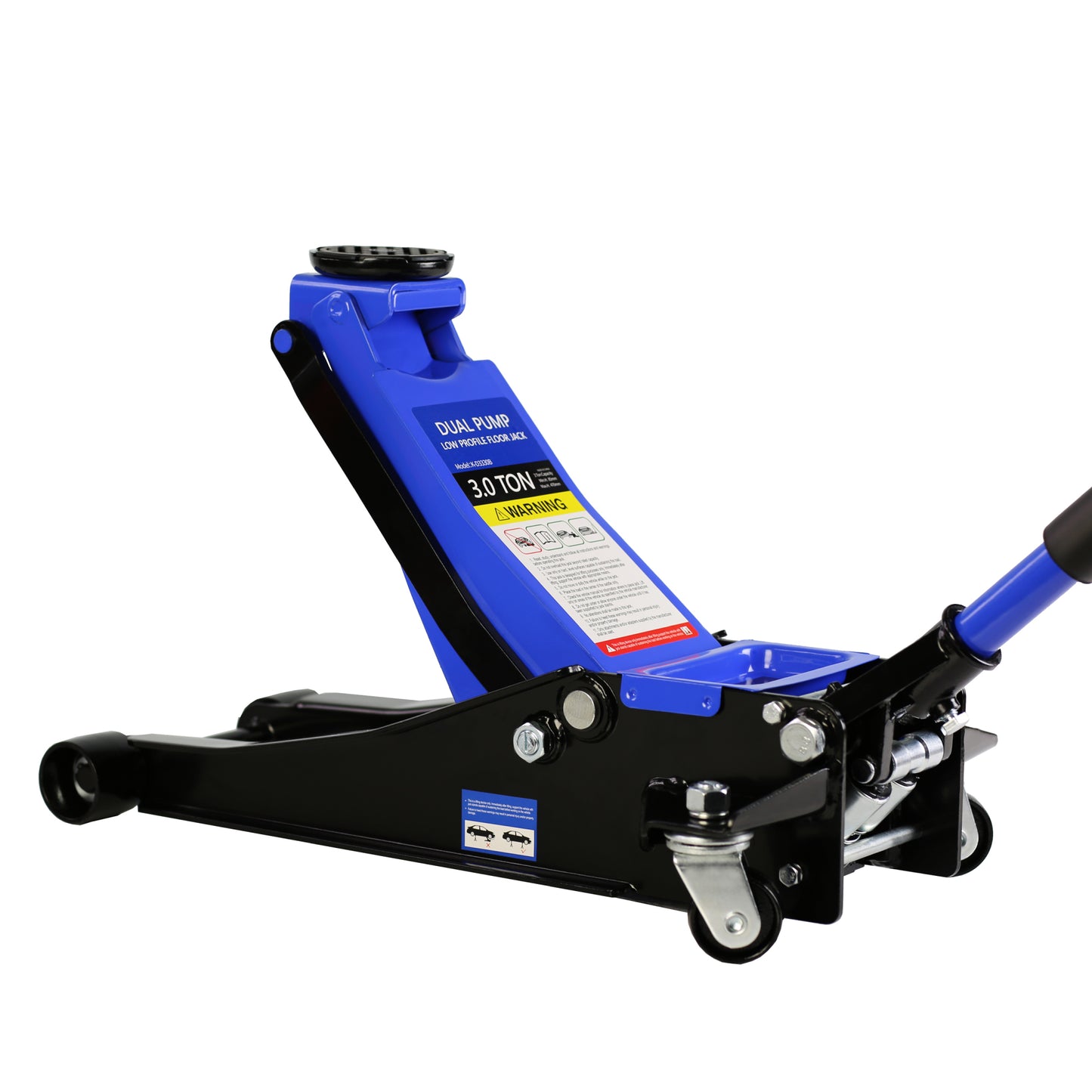 Hydraulic Low Profile and Steel Racing Floor Jack 3 Ton (6600 lb) Capacity, with Dual Piston Quick Lift Pump, Blue Lifting range 3.3"-18.5"