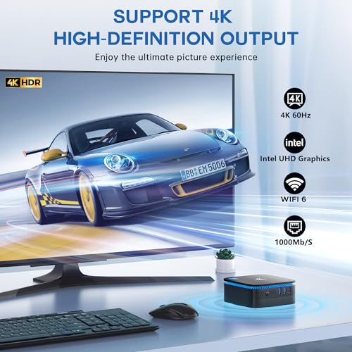 KAMRUI Mini PC Windows 11, AK1 PRO 12GB RAM 256GB SSD Mini Desktop Computer, Celeron N5105 CPU, 4 Core Micro PC Computer, Desktop PC 4K, Support 2.5’’ SSD, 2.4G/ 5.0G WiFi, Gigabit Ethernet, HTPC