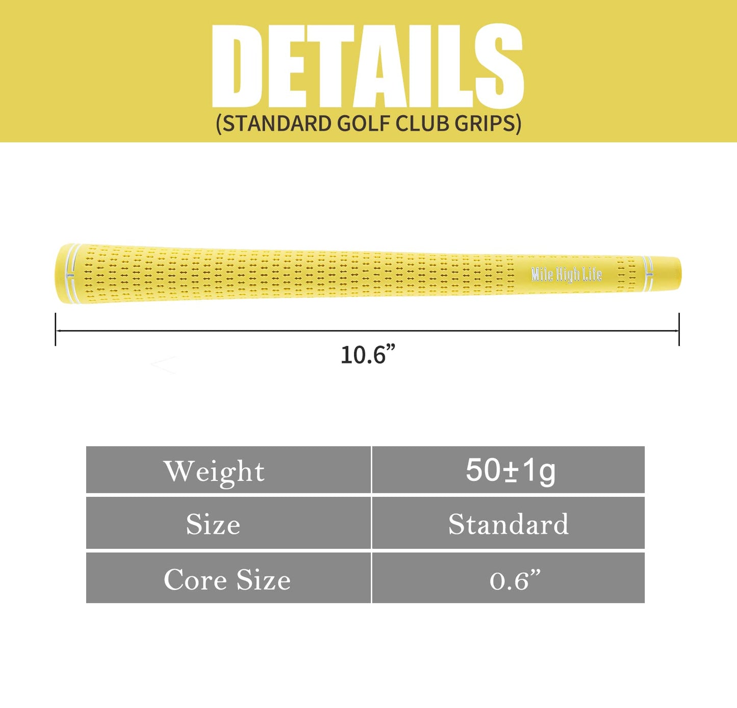 Mile High Life Golf Grips | Standard Golf Club Grips | 3 Pack or 13 Pack Golf Grips Bundle | Entry Level Rubber Golf Grip for Men, Women, Juniors