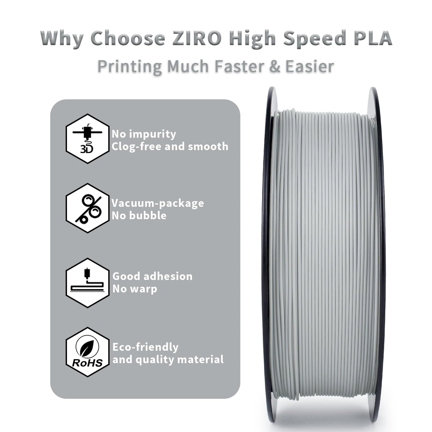 ZIRO High Speed Filament 1.75mm, Up to 600mm/s, HS-PLA Filament 1.75, Fast Printing Speedy PLA Filament, Dimensional Accuracy +/-0.03mm, Fit Most FDM 3D Printers, 3D Printing Rapid Spool, 1KG, Magenta