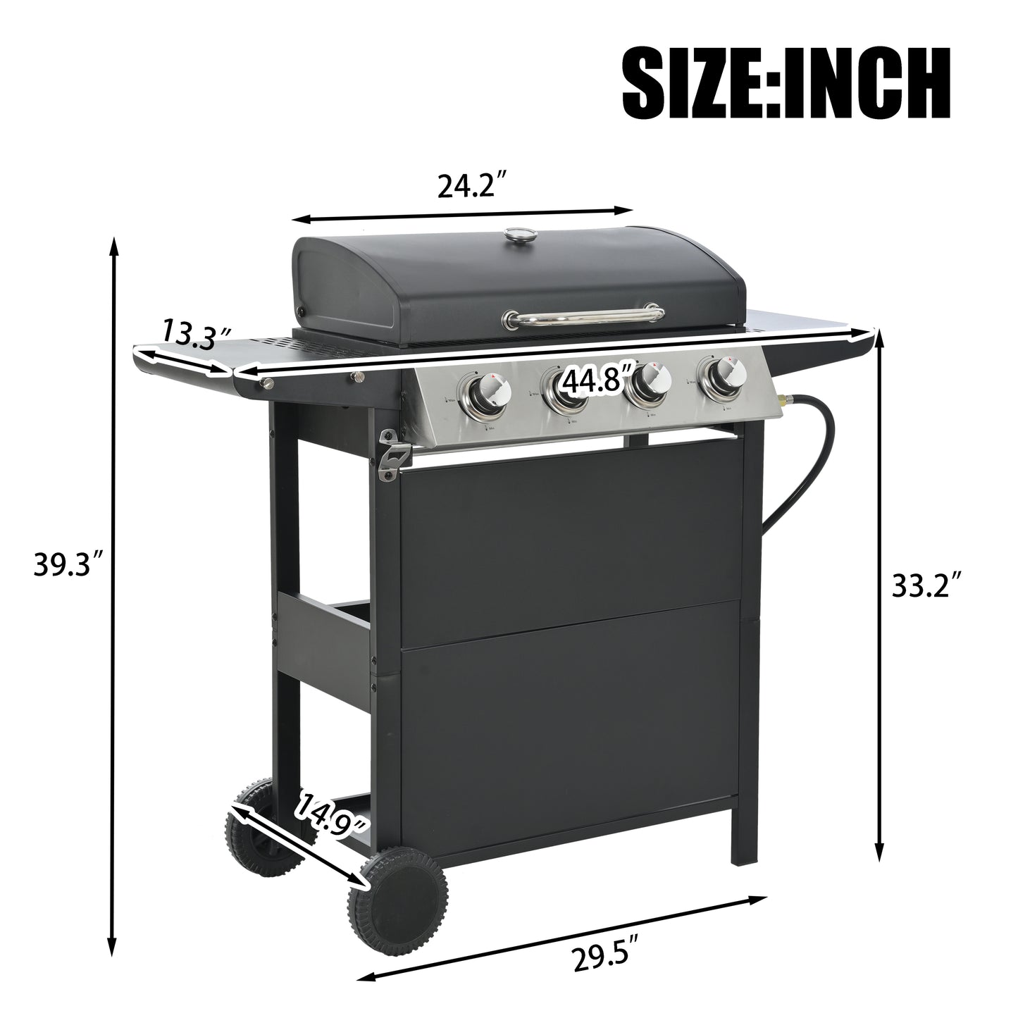 Propane Grill 4 Burner Barbecue Grill Stainless Steel Gas Grill