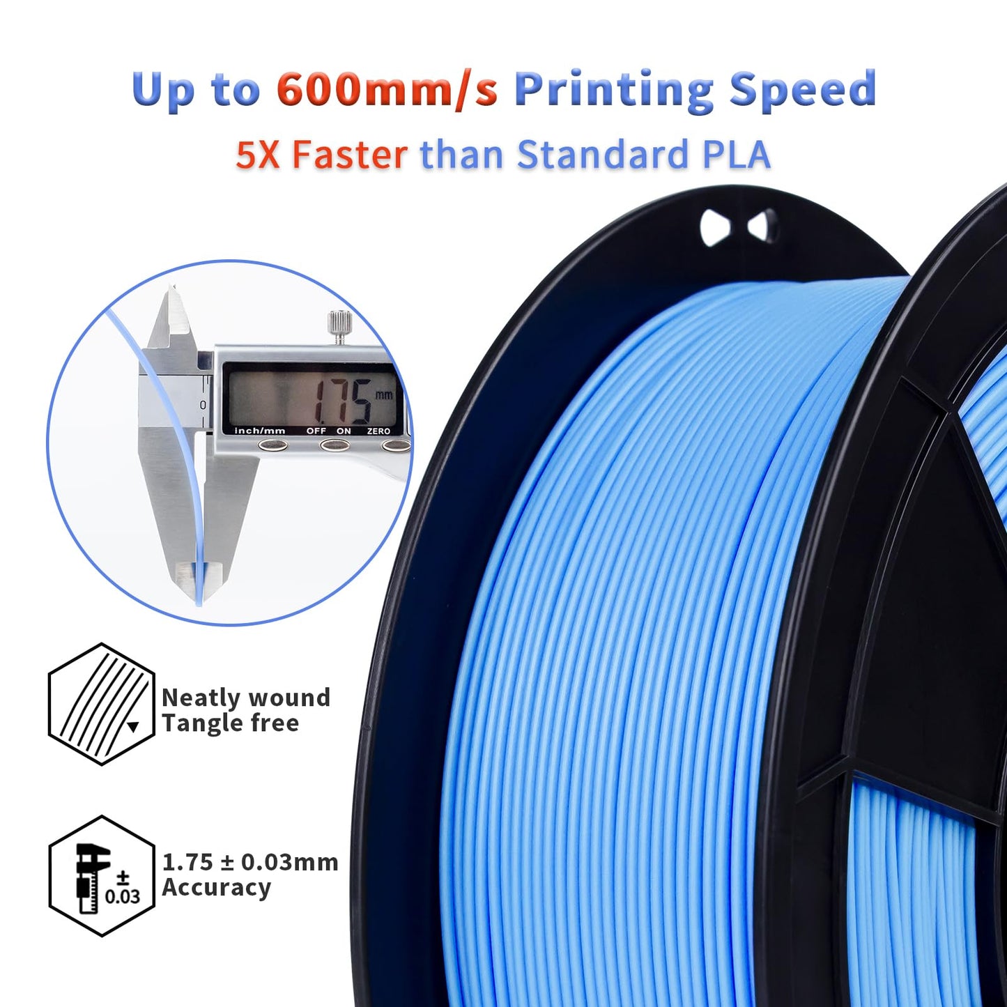 ZIRO High Speed Filament 1.75mm, Up to 600mm/s, HS-PLA Filament 1.75, Fast Printing Speedy PLA Filament, Dimensional Accuracy +/-0.03mm, Fit Most FDM 3D Printers, 3D Printing Rapid Spool, 1KG, Magenta