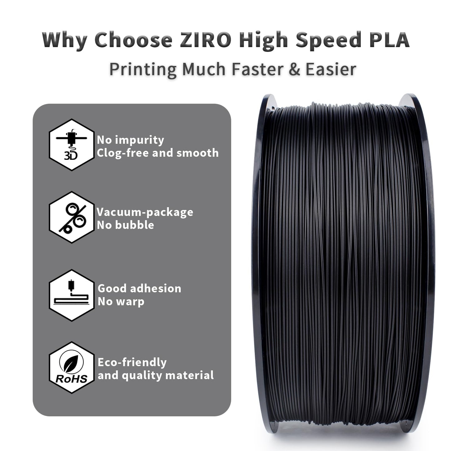 ZIRO High Speed Filament 1.75mm, Up to 600mm/s, HS-PLA Filament 1.75, Fast Printing Speedy PLA Filament, Dimensional Accuracy +/-0.03mm, Fit Most FDM 3D Printers, 3D Printing Rapid Spool, 1KG, Magenta
