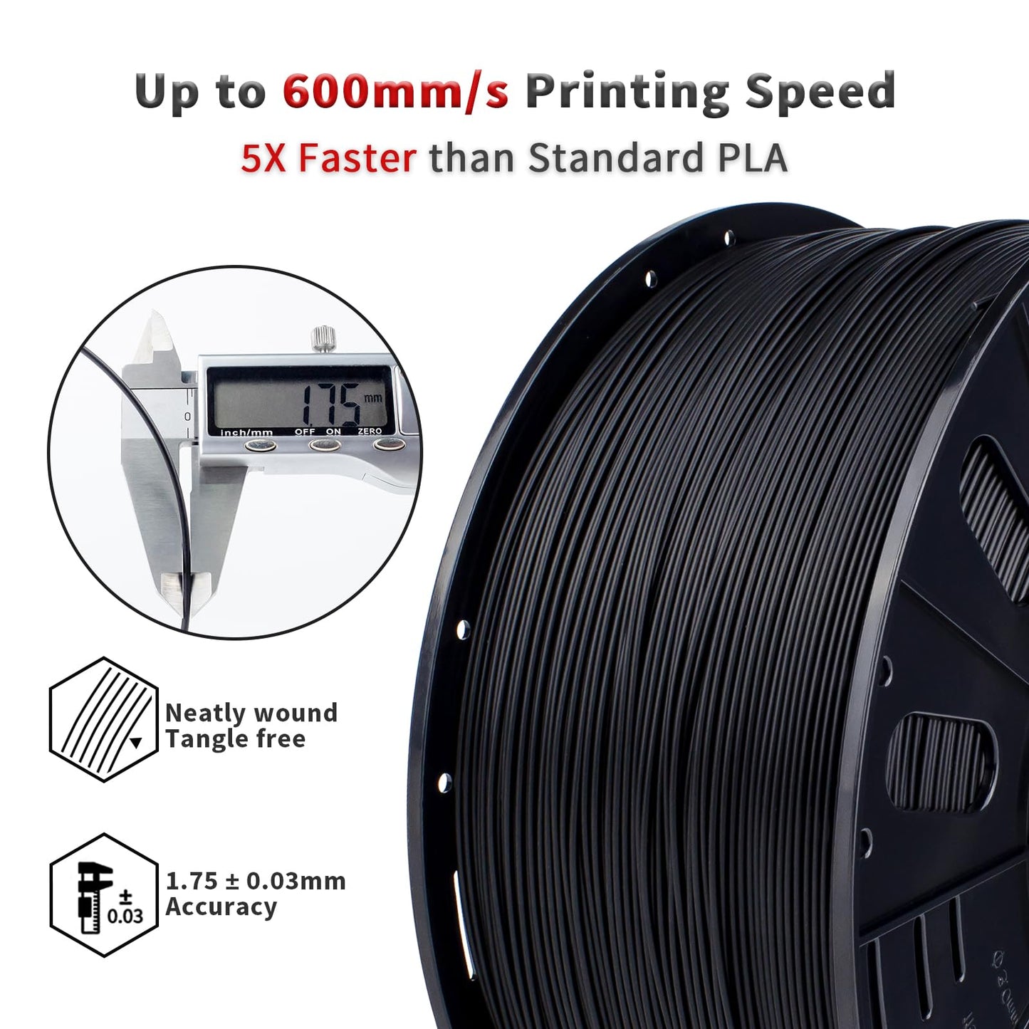 ZIRO High Speed Filament 1.75mm, Up to 600mm/s, HS-PLA Filament 1.75, Fast Printing Speedy PLA Filament, Dimensional Accuracy +/-0.03mm, Fit Most FDM 3D Printers, 3D Printing Rapid Spool, 1KG, Magenta