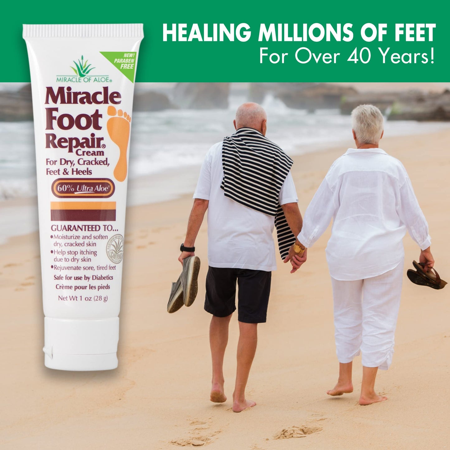 Miracle Heel Stick 2.5 oz stick and Miracle Foot Repair 1 oz. tube | Made with Pure UltraAloe Gel | Keeps Feet and Heels Looking and Feeling Their Very Best