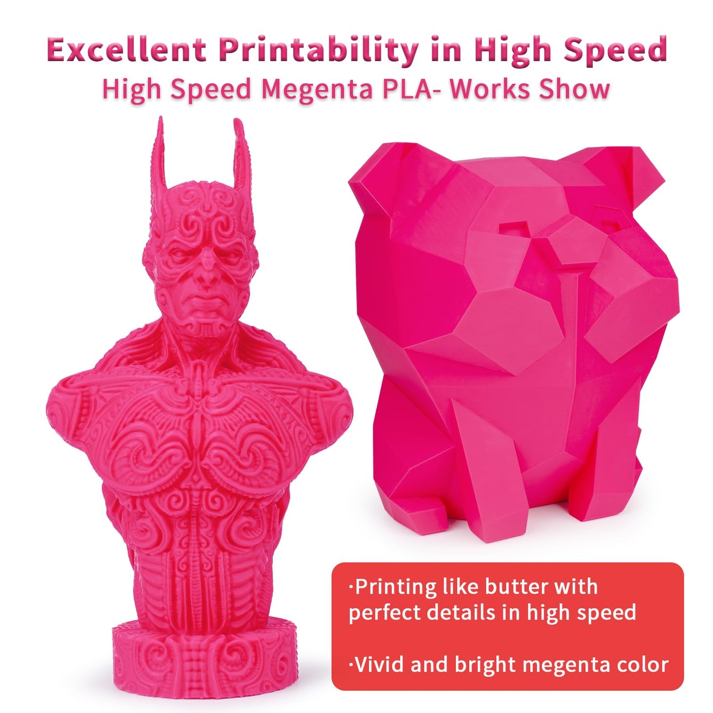 ZIRO High Speed Filament 1.75mm, Up to 600mm/s, HS-PLA Filament 1.75, Fast Printing Speedy PLA Filament, Dimensional Accuracy +/-0.03mm, Fit Most FDM 3D Printers, 3D Printing Rapid Spool, 1KG, Magenta