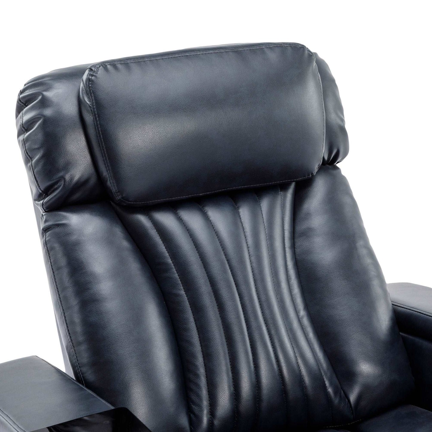 270° Power Swivel Recliner,Home Theater Seating With Hidden Arm Storage and LED Light Strip,Cup Holder,360° Swivel Tray Table,and Cell Phone Holder,Soft Living Room Chair,Blue
