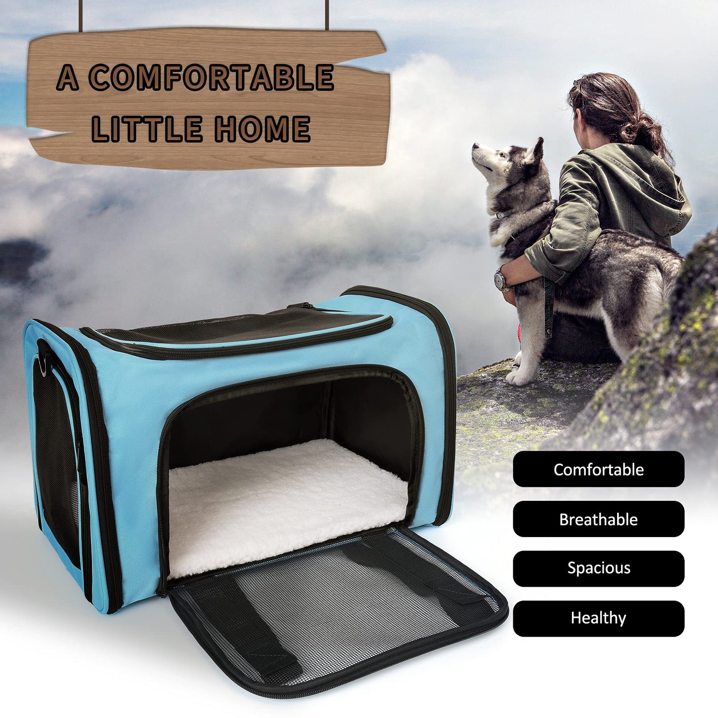 Mile High Life | Outdoor Travel Pet Carrier | Kitty Puppy Cat Carriers | Collapsible Dog Carrier for Small Medium Dogs | Cat Crates w Breathable Mesh with Soft-Sided
