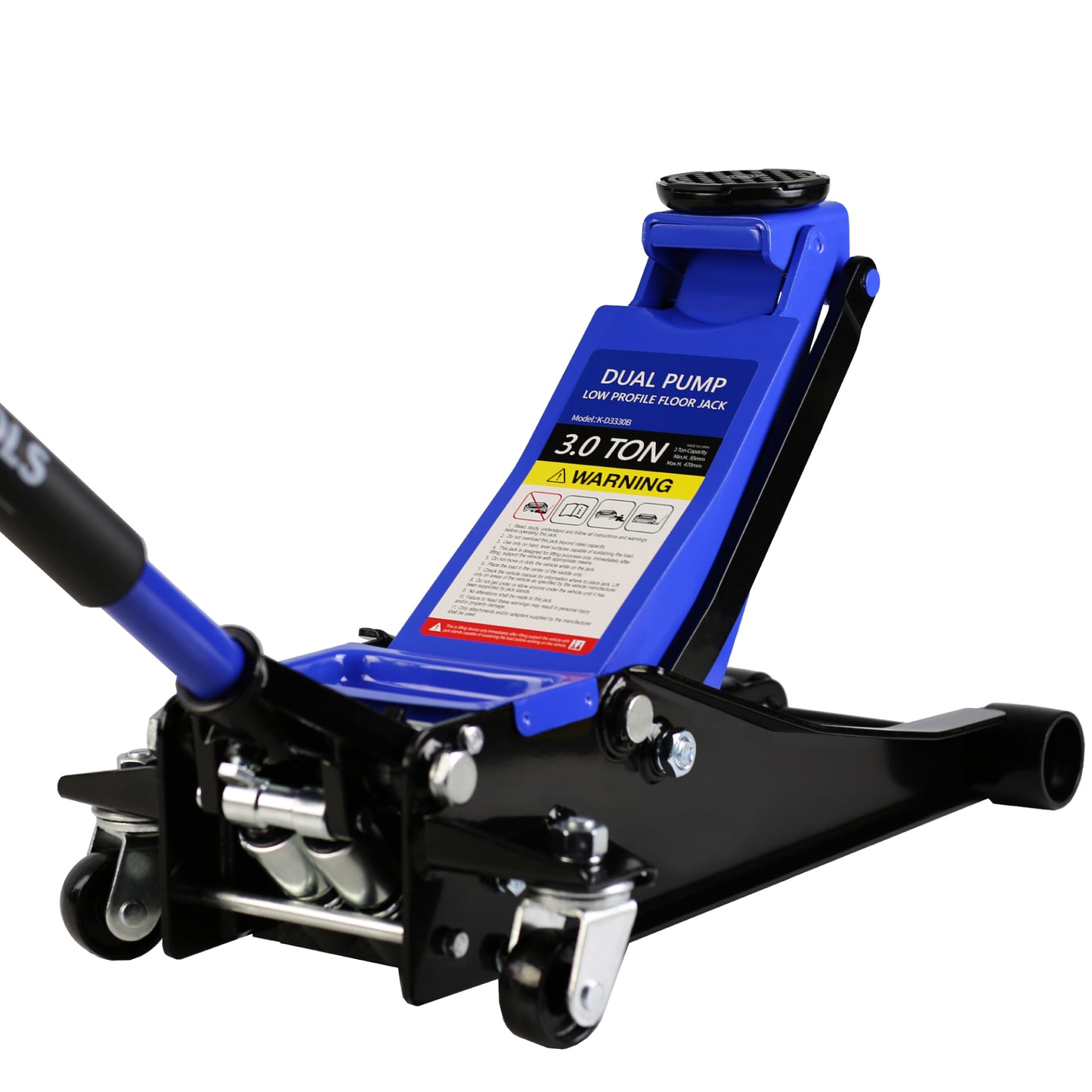 Hydraulic Low Profile and Steel Racing Floor Jack 3 Ton (6600 lb) Capacity, with Dual Piston Quick Lift Pump, Blue Lifting range 3.3"-18.5"