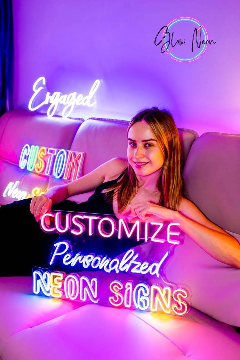 Custom Name Neon Logo Sign, Personalize Neon Led Sign Decor: Shipping and gift shop / 1item / 25in size