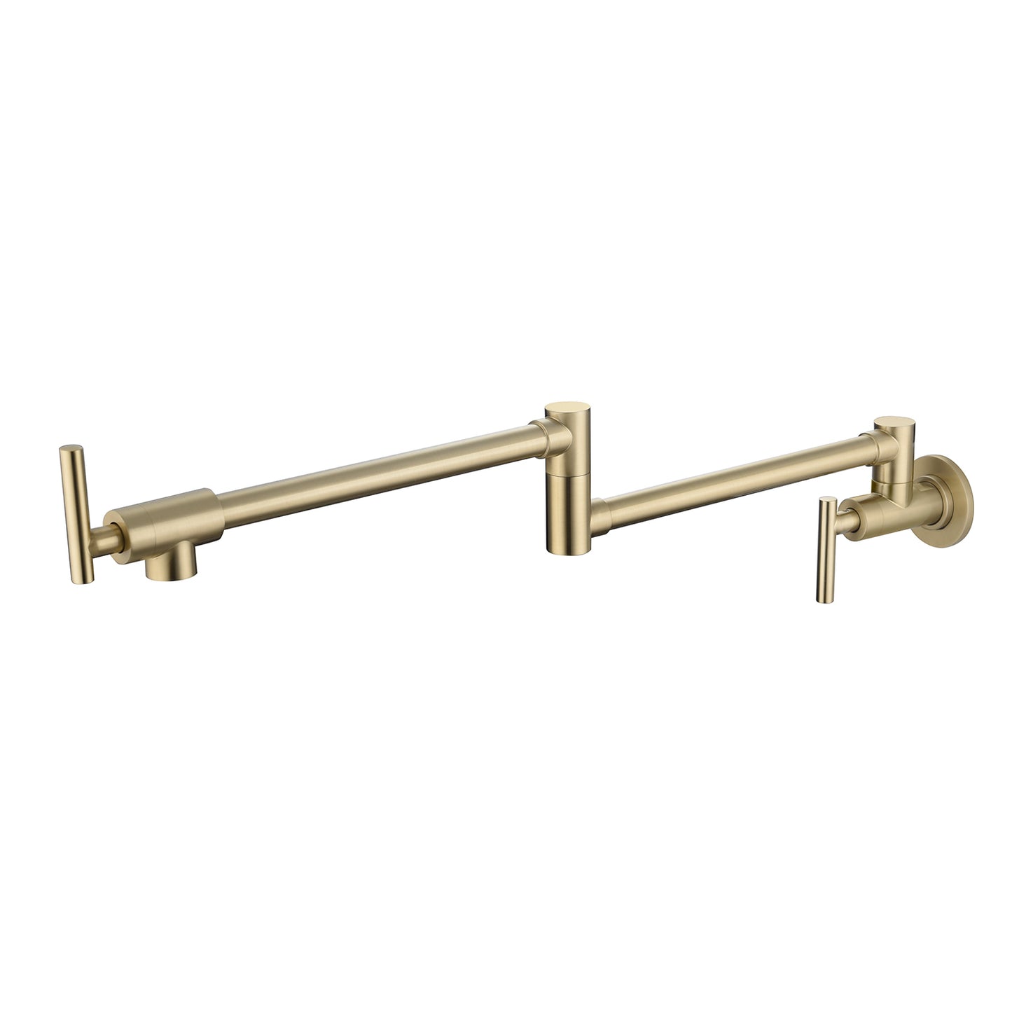 Pot Filler Faucet Wall Mount. free-swivel arm to fill any pot. splash-free water flow. double handle