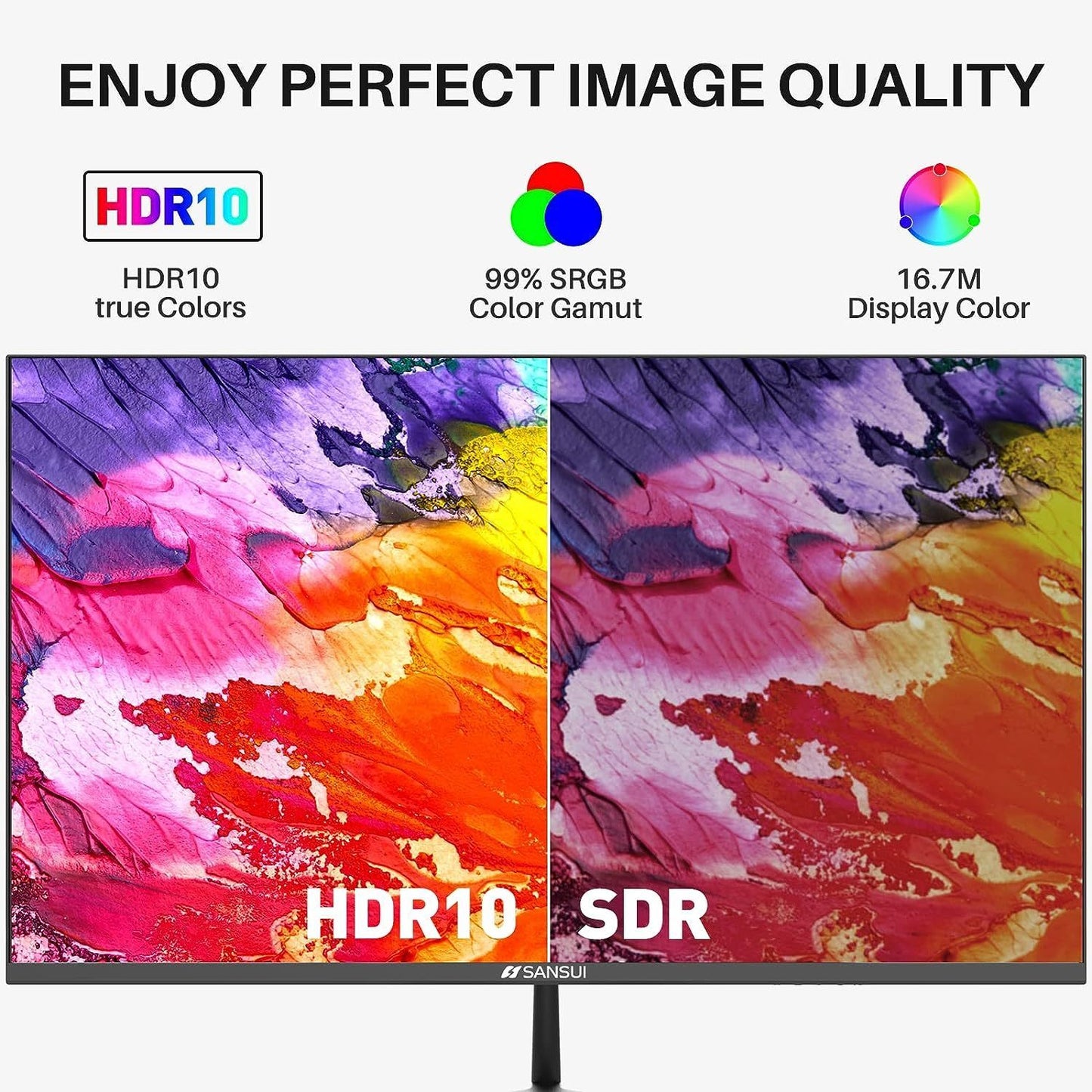 Sansui Computer Monitors 27 inch 100Hz IPS USB Type-C FHD 1080P HDR10 Built-in Speakers HDMI DP Game RTS/FPS tilt Adjustable for Working and Gaming (ES-27X3 Type-C Cable & HDMI Cable Included)