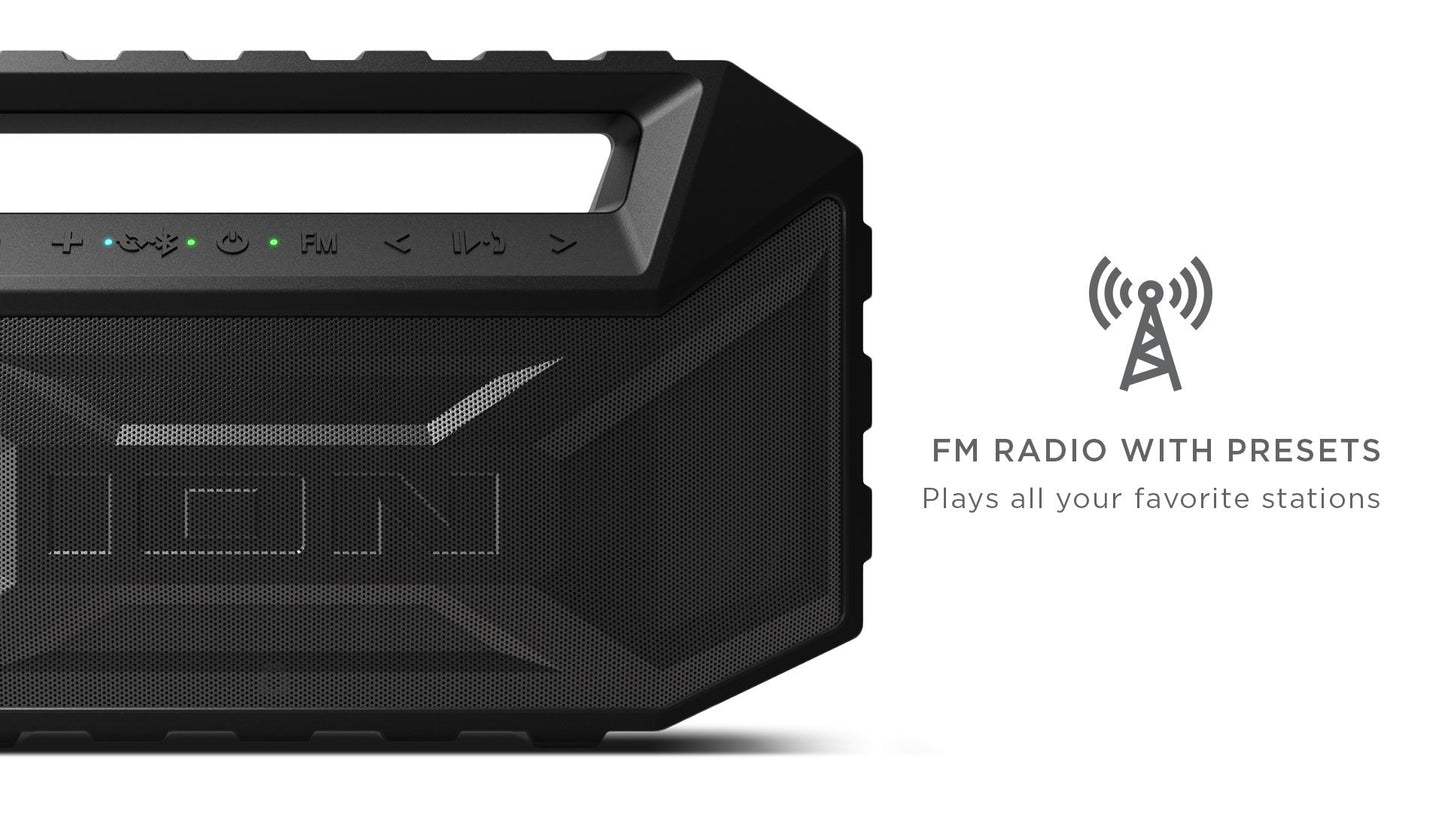 Aqua Boom Max WATERPROOF/MUDPROOF/SANDPROOF STEREO BOOMBOX WITH FM