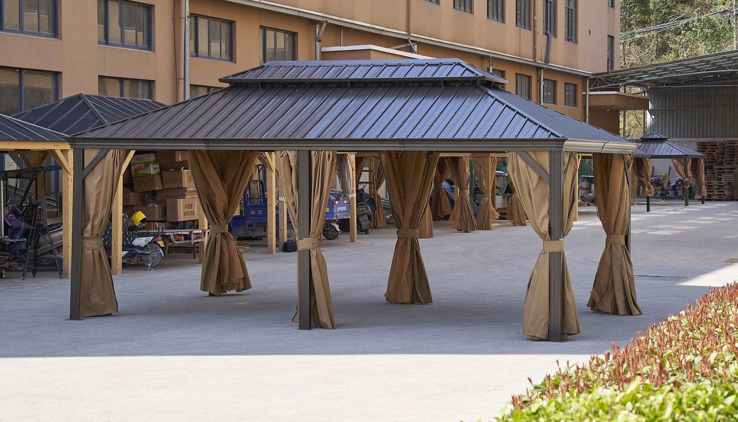 12*20FT patic gazebo,alu gazebo with steel canopy,Outdoor Permanent Hardtop Gazebo Canopy for Patio, Garden, Backyard