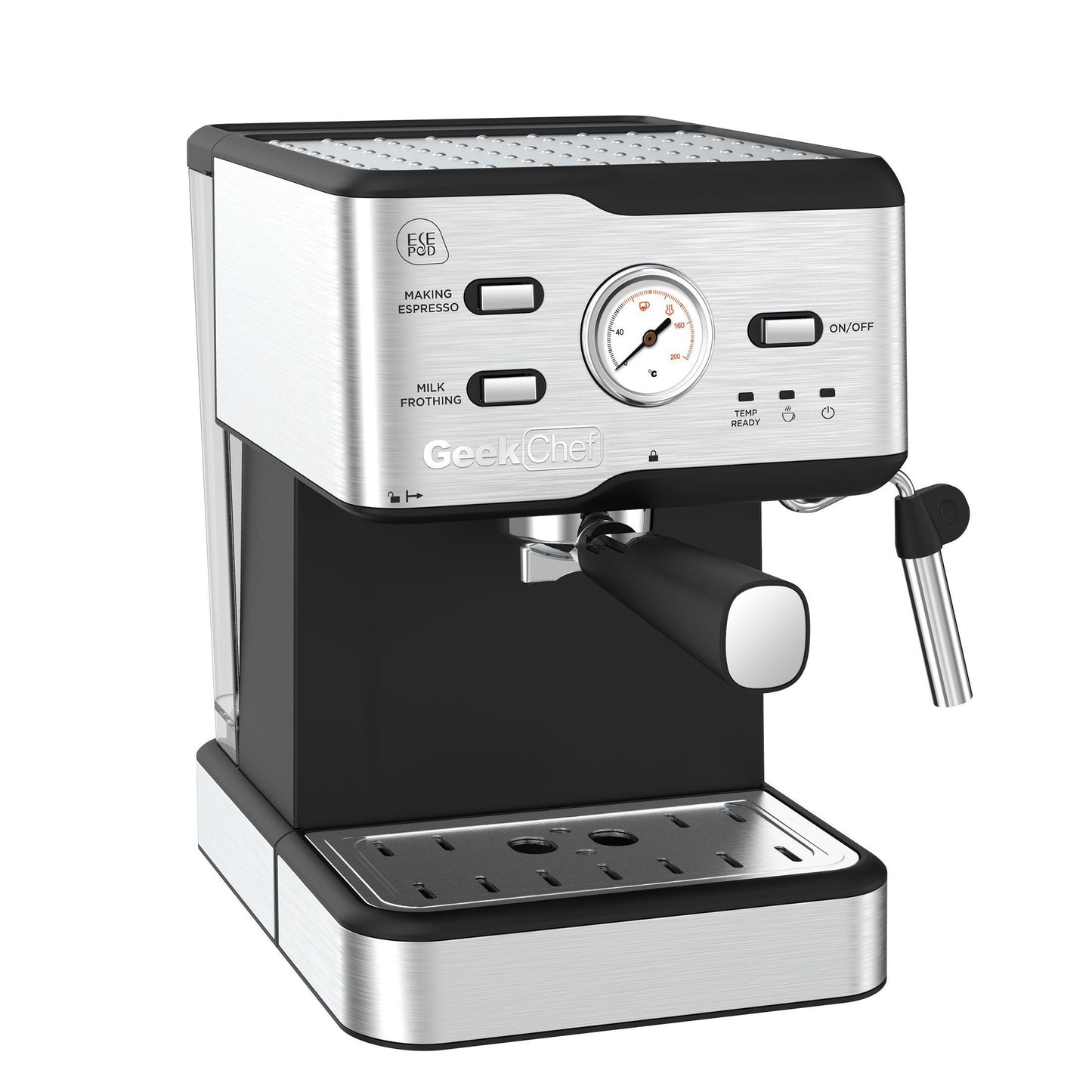 Espresso Machine 20 Bar Pump Pressure Cappuccino latte with ESE POD filter&Milk Frother Steam Wand&thermometer, 1.5L Water Tank, Stainless steel Espresso Complimentary ESE Filter Ban on Amazon