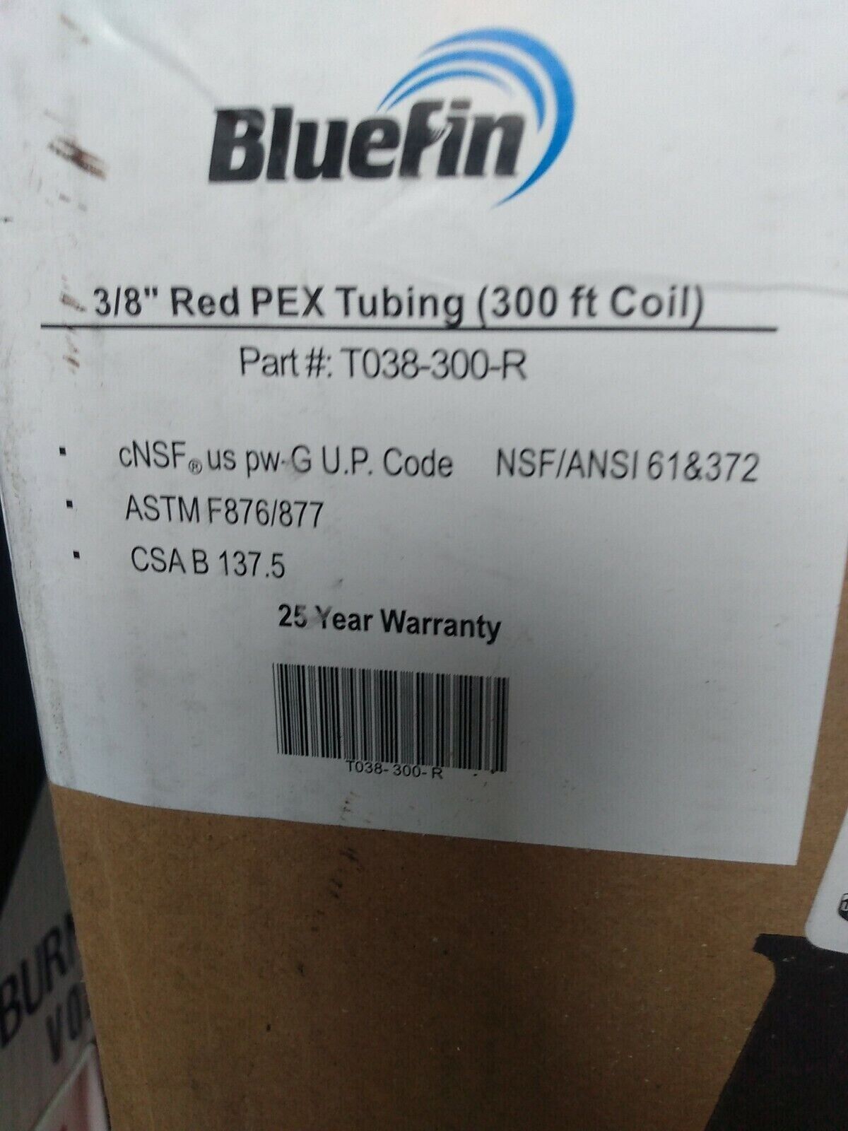 BLUEFIN-3/8" Red PEX-b Tubing (300 ft Coil) T038-300-R