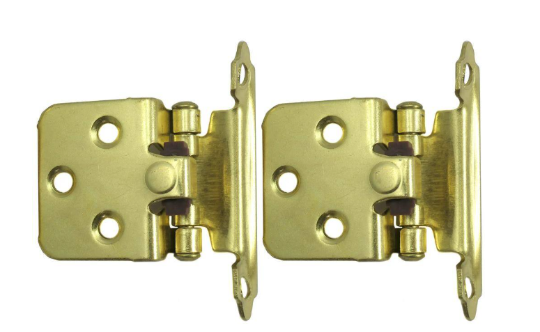 Face Frame Polished Brass Full Inset Self-Closing Hinge (16 -Pack)