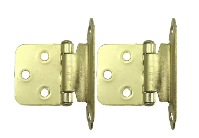 Face Frame Polished Brass Full Inset Self-Closing Hinge (16 -Pack)