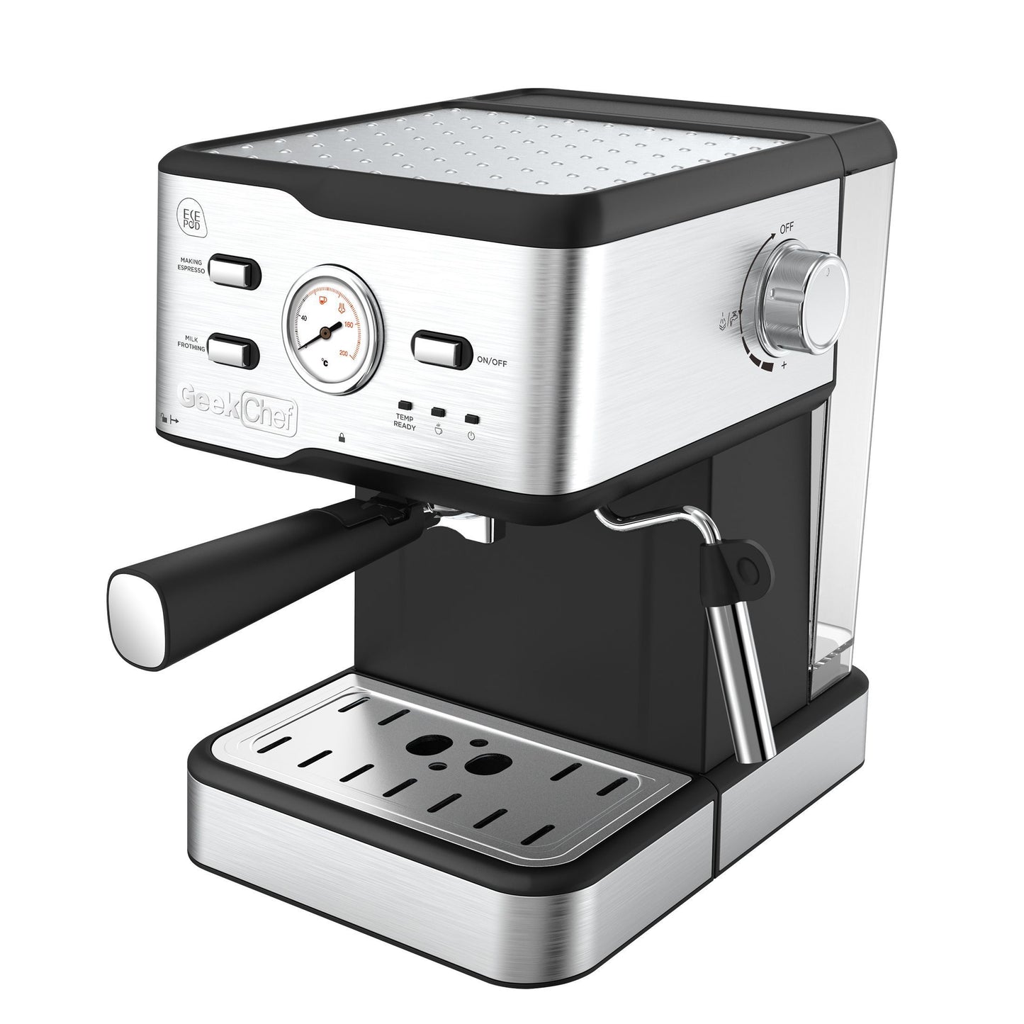 Espresso Machine 20 Bar Pump Pressure Cappuccino latte with ESE POD filter&Milk Frother Steam Wand&thermometer, 1.5L Water Tank, Stainless steel Espresso Complimentary ESE Filter Ban on Amazon