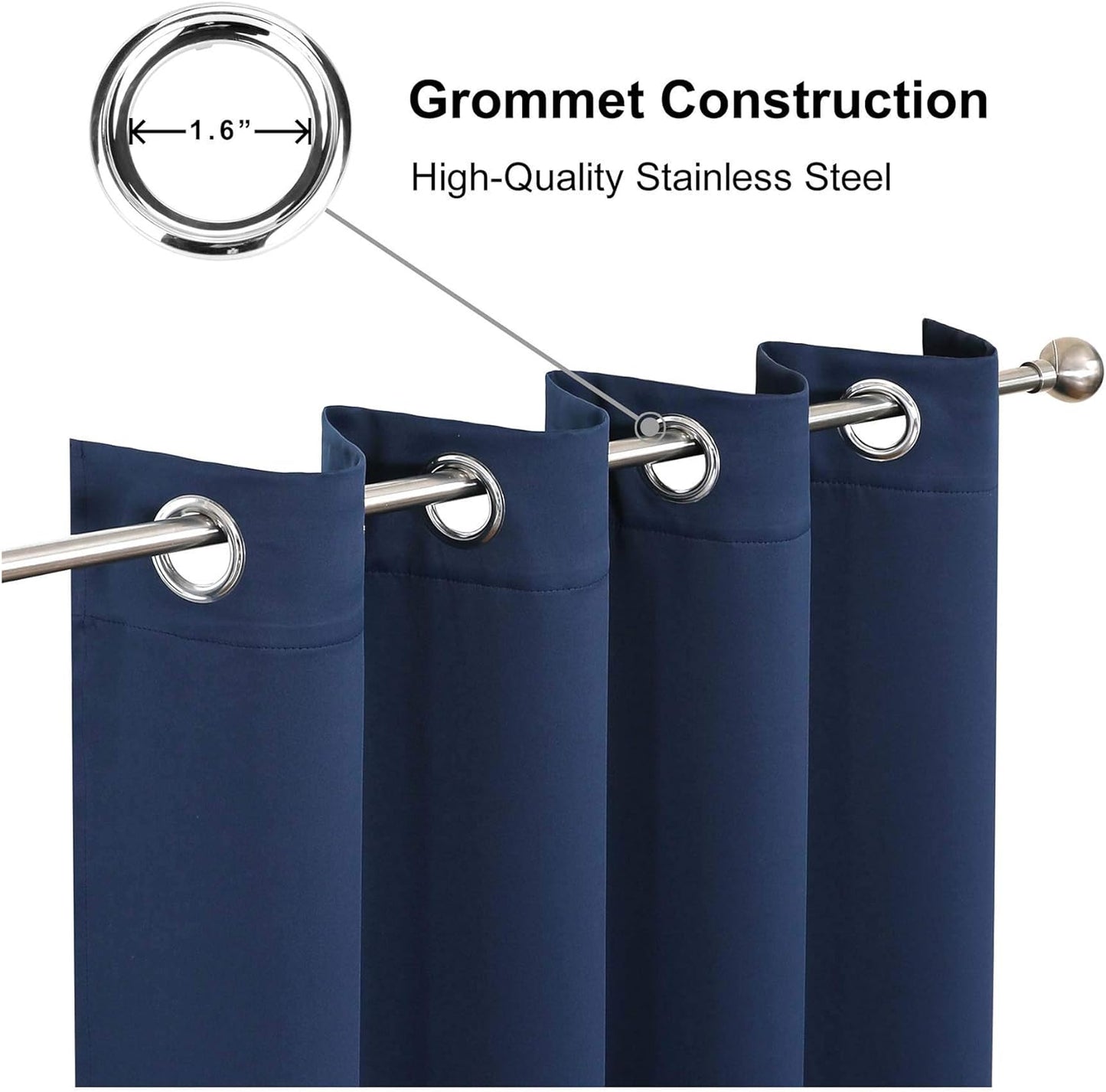 CUCRAF Blackout Room Darkening Grommet Window Curtains for Bedroom,Light Blocking Drapes for Living Room 84 inch Length, 2 Packs of 2 Panels EACH (52 x 84 Inch, Navy Blue)