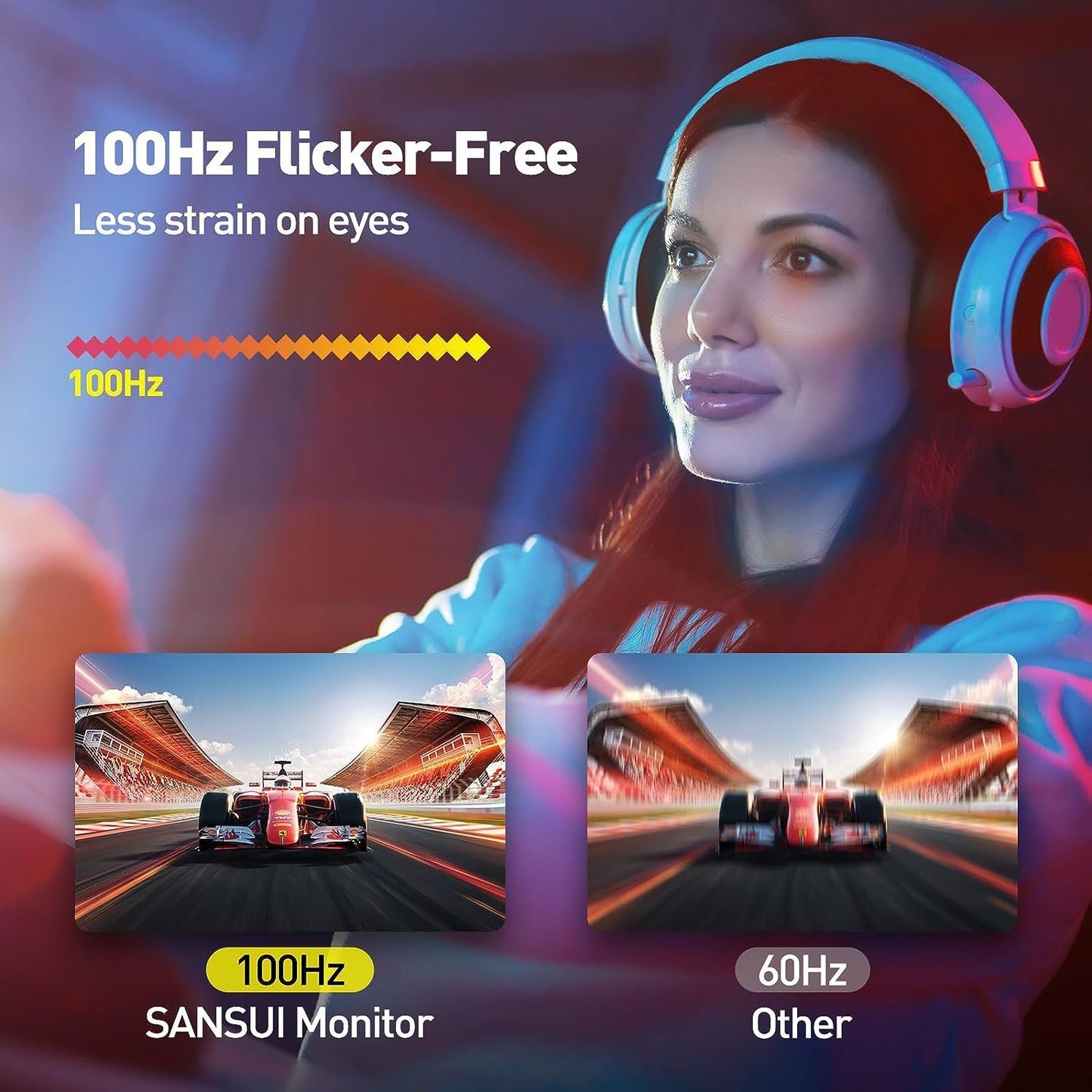 Sansui Computer Monitors 27 inch 100Hz IPS USB Type-C FHD 1080P HDR10 Built-in Speakers HDMI DP Game RTS/FPS tilt Adjustable for Working and Gaming (ES-27X3 Type-C Cable & HDMI Cable Included)