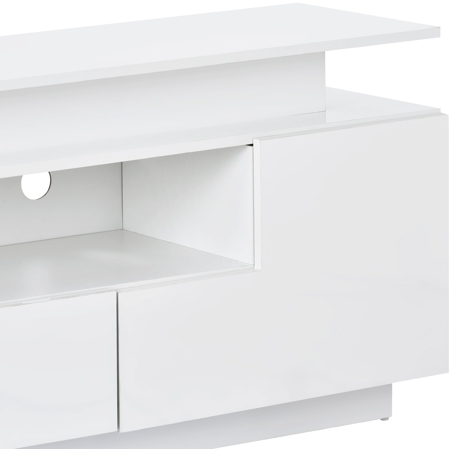 ON-TREND Stylish Functional TV stand, 5 Pieces Floating TV Stand Set, High Gloss Wall Mounted Entertainment Center with 16-color LED Light Strips for 75+ inch TV, White