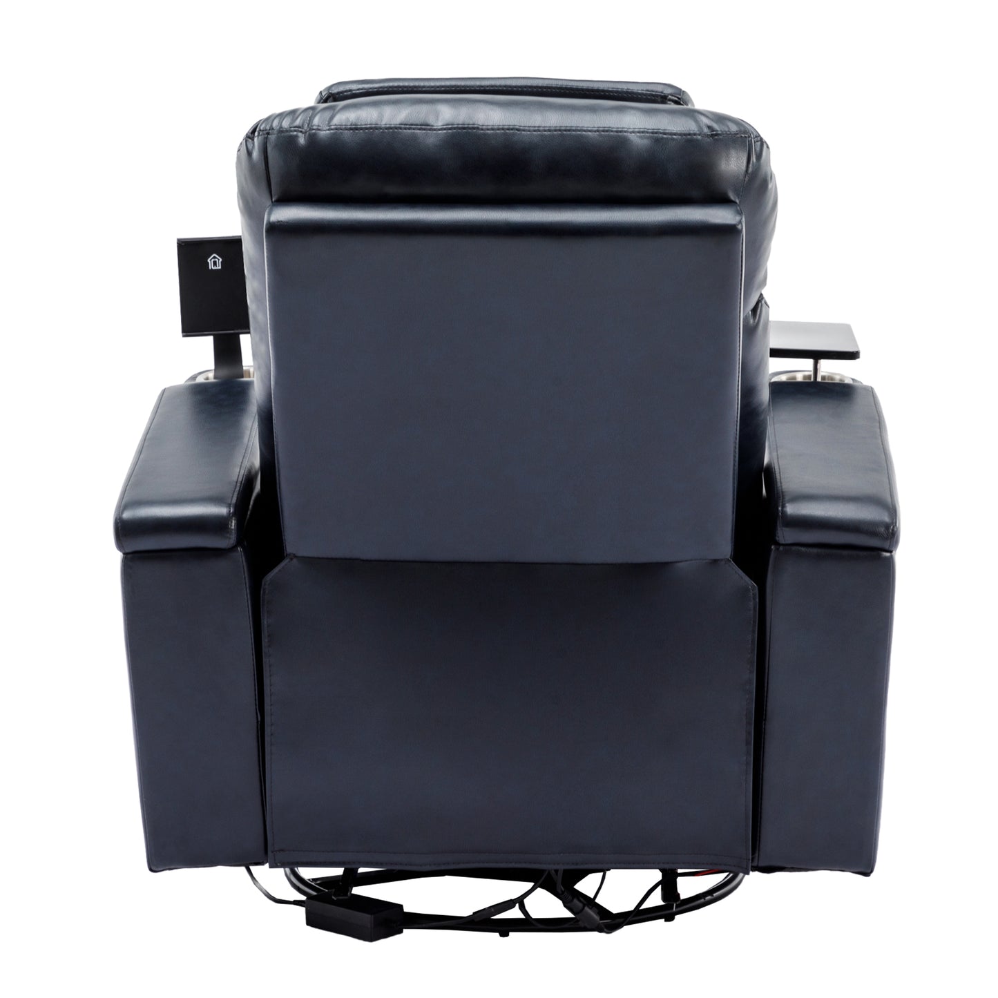 270° Power Swivel Recliner,Home Theater Seating With Hidden Arm Storage and LED Light Strip,Cup Holder,360° Swivel Tray Table,and Cell Phone Holder,Soft Living Room Chair,Blue