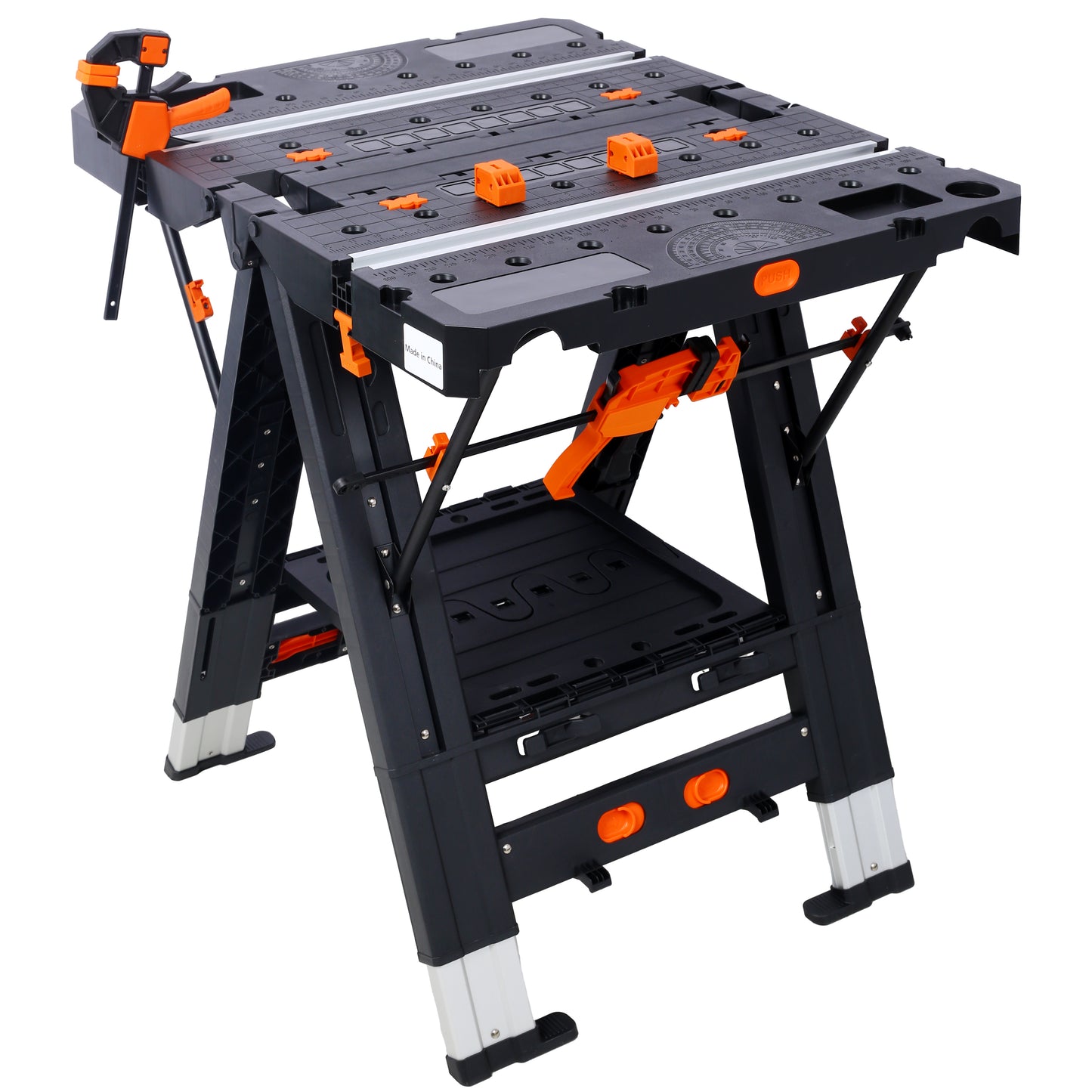 Portable Folding Work Table – 2-in-1 Sawhorse & Workbench with Heavy-Duty Load Capacity + 2 Clamps – Compact, Durable, and Multi-Purpose for Woodworking, Repairs, and DIY