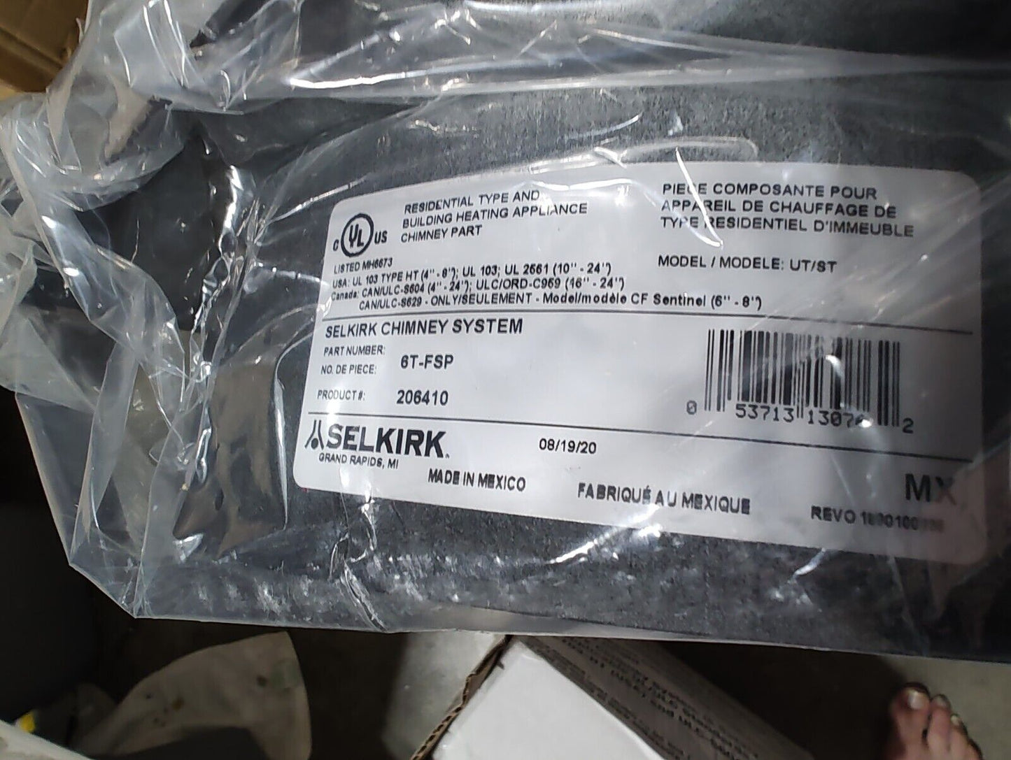 Selkirk 206410 6T-FSP Finish Ceilling Support Kit, 6"