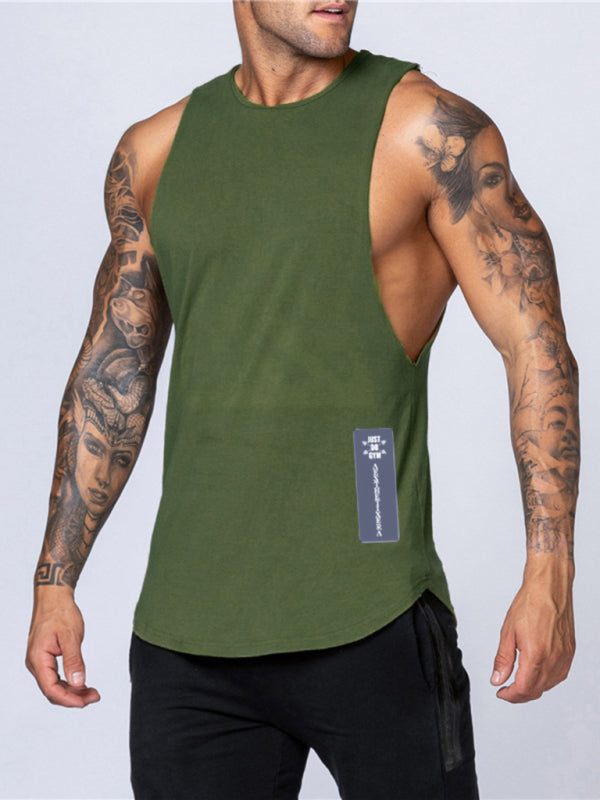HOT Men's Solid Color Round Neck Casual Breathable Slim Fit Sports Vest