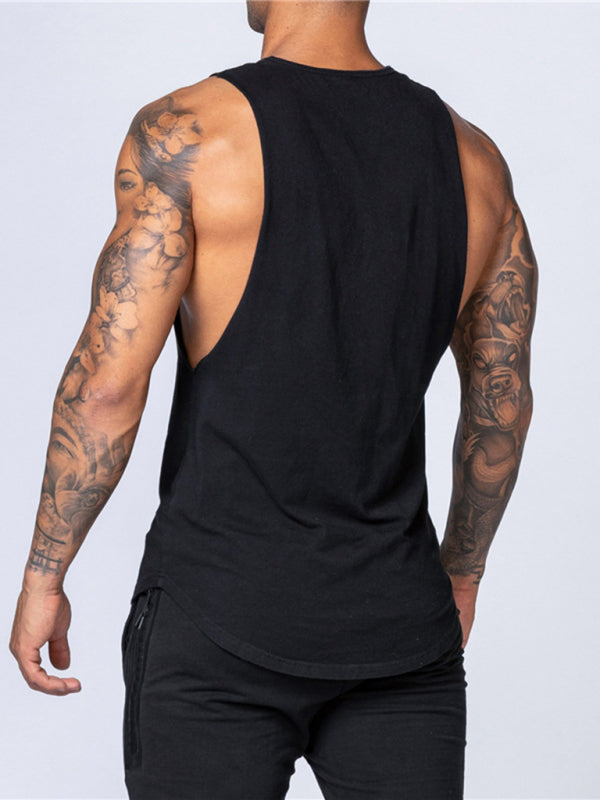 HOT Men's Solid Color Round Neck Casual Breathable Slim Fit Sports Vest