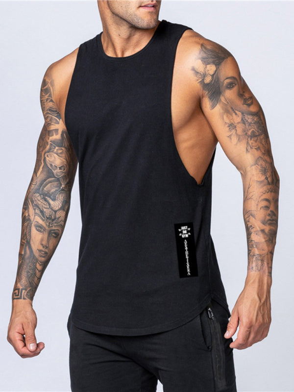 HOT Men's Solid Color Round Neck Casual Breathable Slim Fit Sports Vest