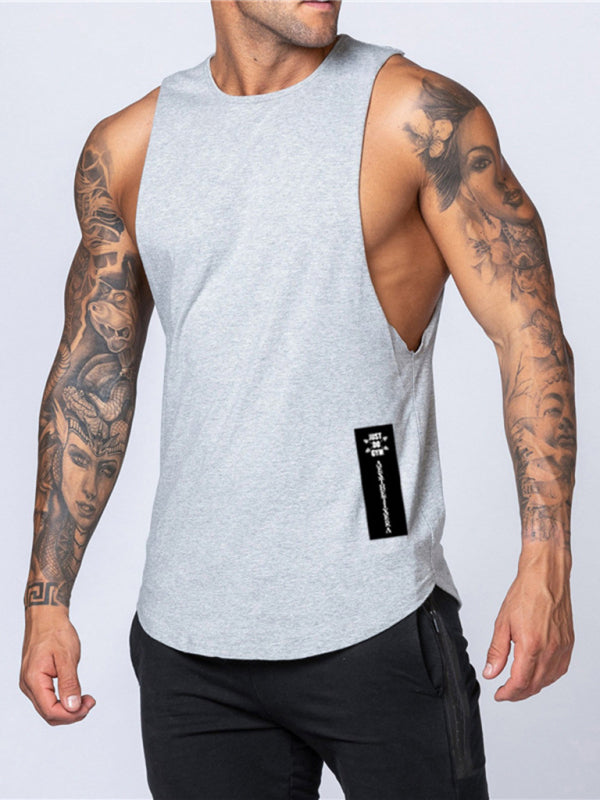 HOT Men's Solid Color Round Neck Casual Breathable Slim Fit Sports Vest