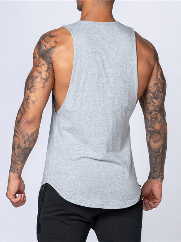 HOT Men's Solid Color Round Neck Casual Breathable Slim Fit Sports Vest