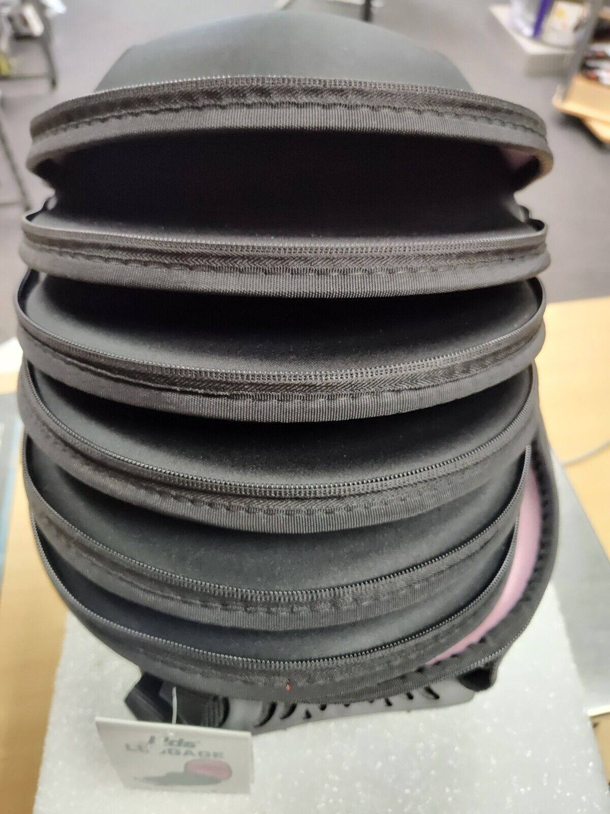 6 cases of Lids Cap Luggage Container(Black Exterior/Pink Interior) - Durable Storage for Baseball Caps, Hat Organizer Holder for 6 Caps, Hat Travel Case, Carrier (6 PACK of hat cases)