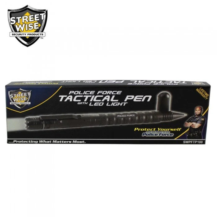 Police Force Tactical Pen with Light & DNA Collector LIFETIME WARRANTY