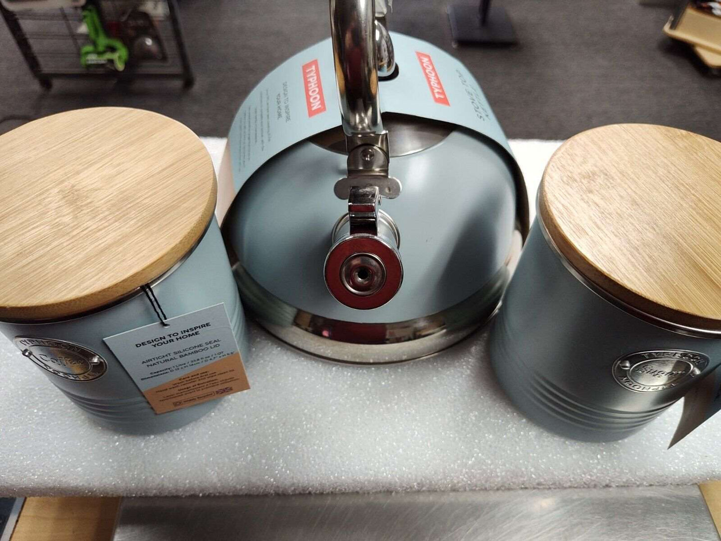 3 PC SET Typhoon Living Collection 2.5L Stove Top Kettle-Sugar & Coffee Canister