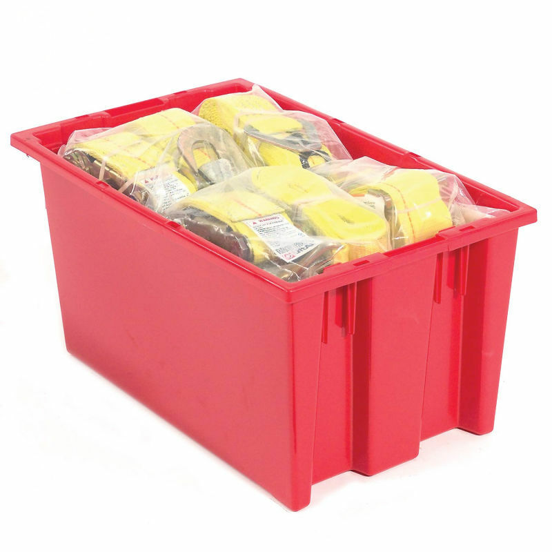 Global Industrial 274311RD Stack and Nest Storage Container SNT180 No Lid 18 x 11 x 6, Red (12 BIN PACK)